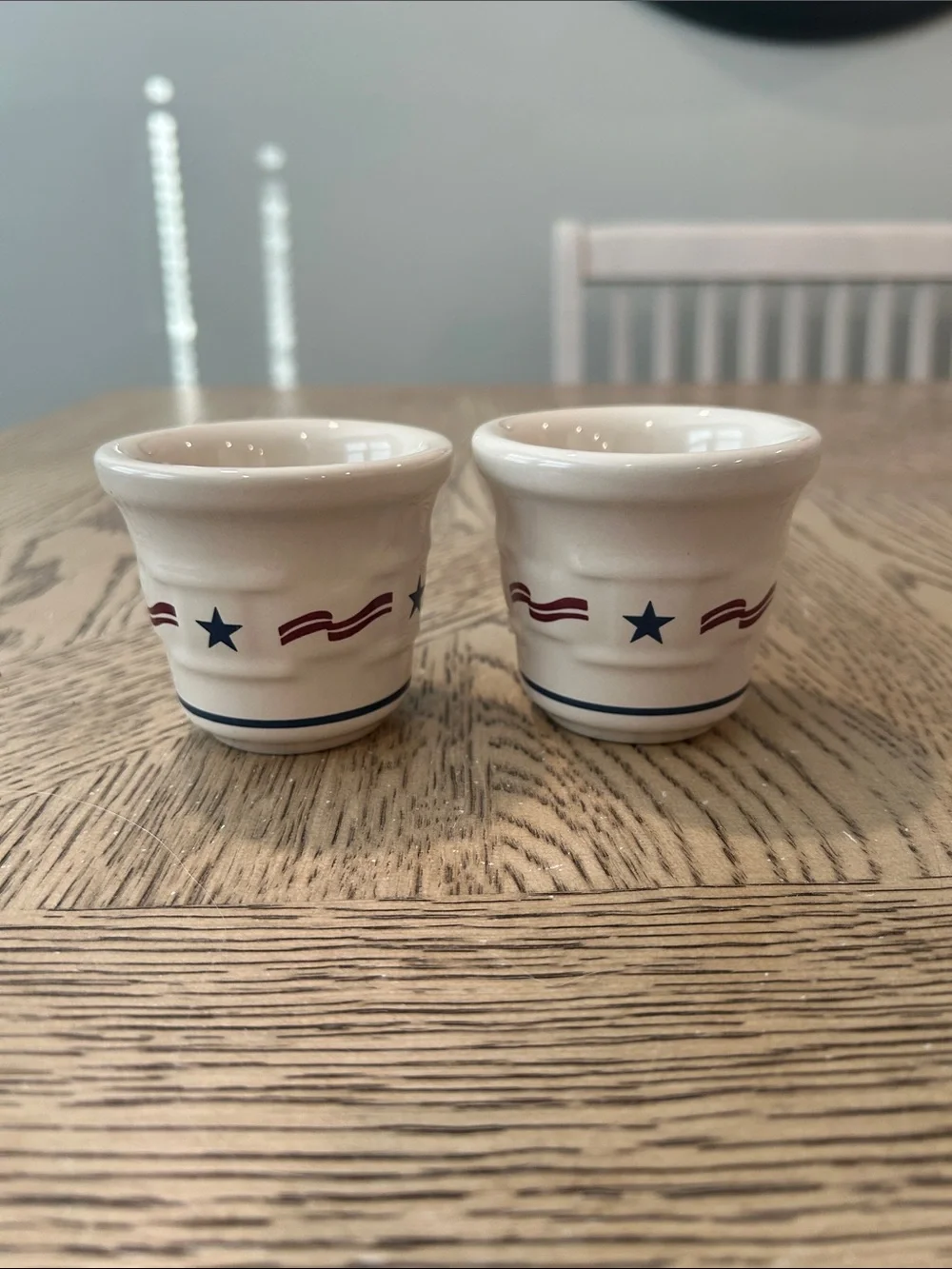 Longaberger Americana Ceramic Votives in White with Red & Blue Accents